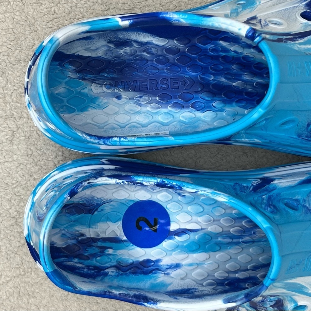NEW Converse Chuck Taylor All Stars EVA Foam Slip On Sneaker Kids 2 Tie Dye Blue - Picture 7 of 9